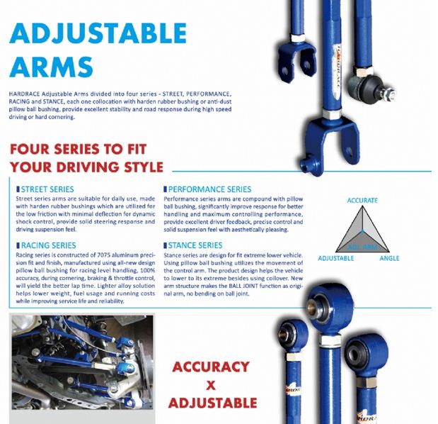 hardrace adjustable arms